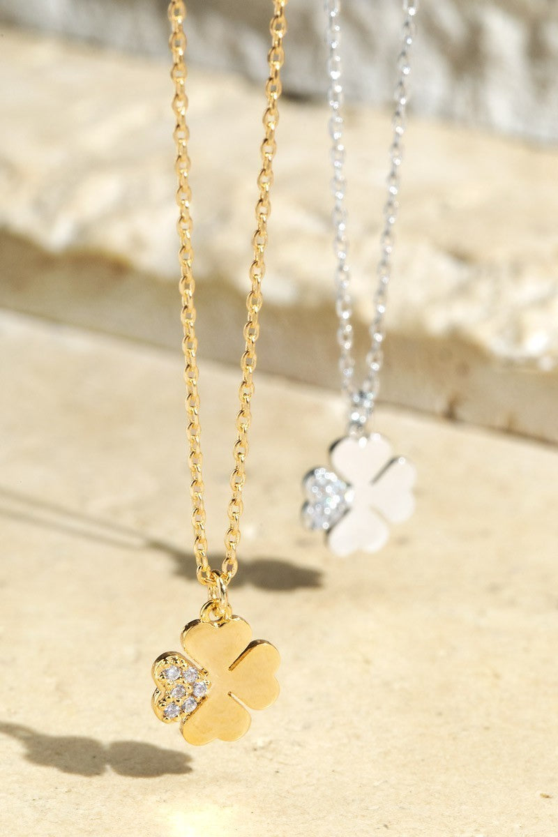 FMN159 Clover Silver Necklace - Elegant 925 Sterling Silver Jewelry for Women, Perfect for Valentine's Day, Anniversary & Everyday Wear