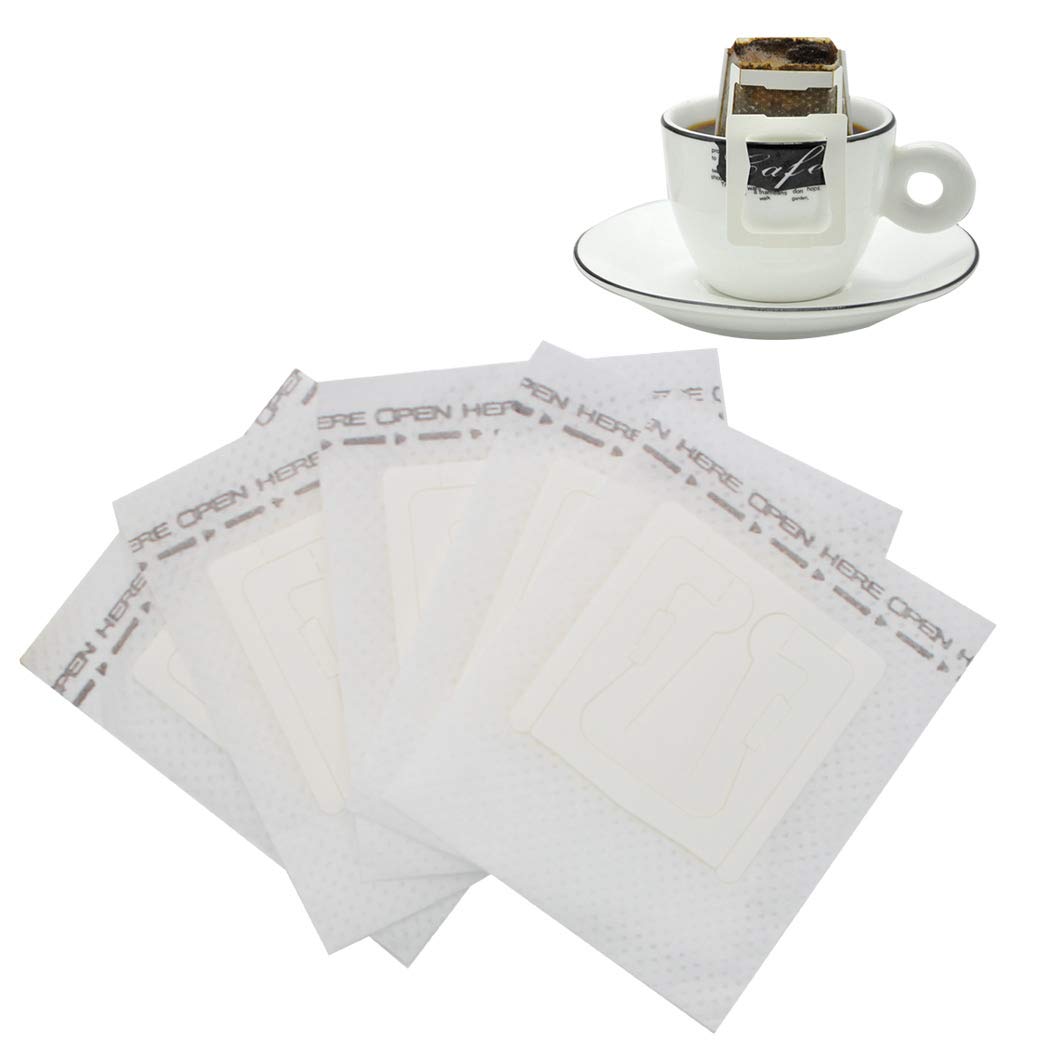 Disposable Single Cup Paper Coffee Filters - Non-Woven Hanging Ear Drip Coffee & Tea Bags for Travel, Home, and Office Use - 50 Pack (Ideal for Coffee Makers, Camping, and On-the-Go Brewing)