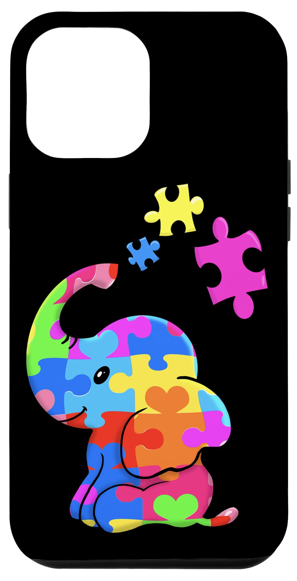 iPhone 12 Pro Max Case - Autism Awareness Elephant Design - Durable Black Phone Cover for Autism Support - Perfect Gift for Autistic Loved Ones & Daily Protection