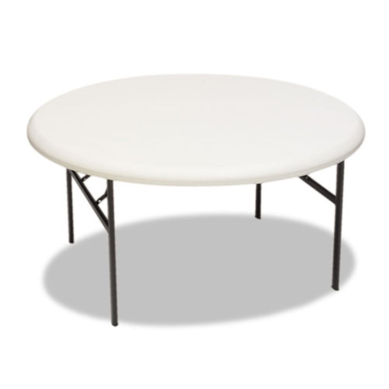 Durable Round Blow Molded Resin Folding Table - Heavy Duty Outdoor & Indoor Use for Camping, Picnics, and Parties