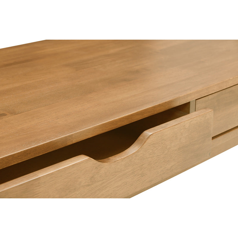 LAMAR Modern Coffee Table with 2 Drawers, 106cm Wide Natural Wood Finish - Perfect for Living Room, Lounge & Home Office Decor