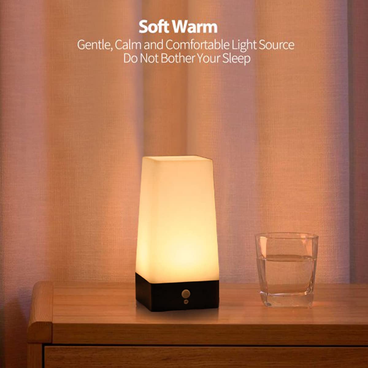 Energy-Saving LED Night Light with Motion Sensor - Battery Powered Mini Bedside Lamp for Bedroom, Living Room & Corridor - Auto On/Off Square Nightlight for Safety & Convenience (Ideal for Kids, Elderly & Nighttime Bathroom Visits)