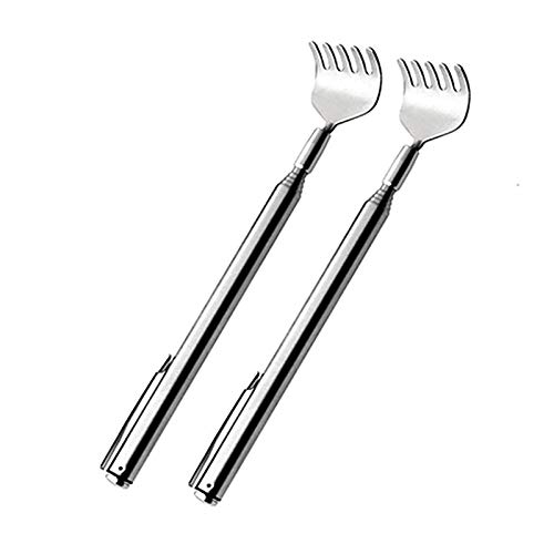 Somapa 2 Pack Extendable Telescopic Back Scratcher - Stainless Steel Hand Massage Tool (6.1 to 19.68 Inches) for Itch Relief & Relaxation - Perfect for Home, Office & Travel Use