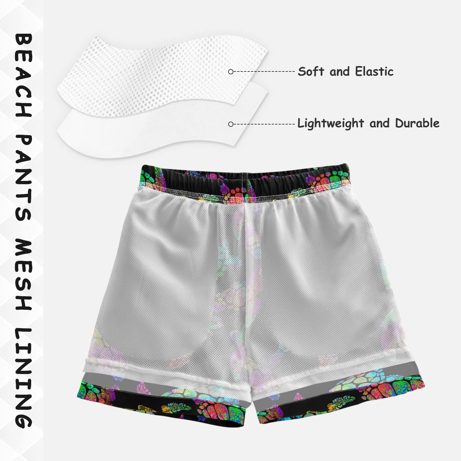 JUNZAN Bright Boho Turtle Swim Trunks for Boys - Quick Dry Board Shorts for Kids & Toddlers (3-14 Years) - Perfect for Beach, Pool & Summer Vacation