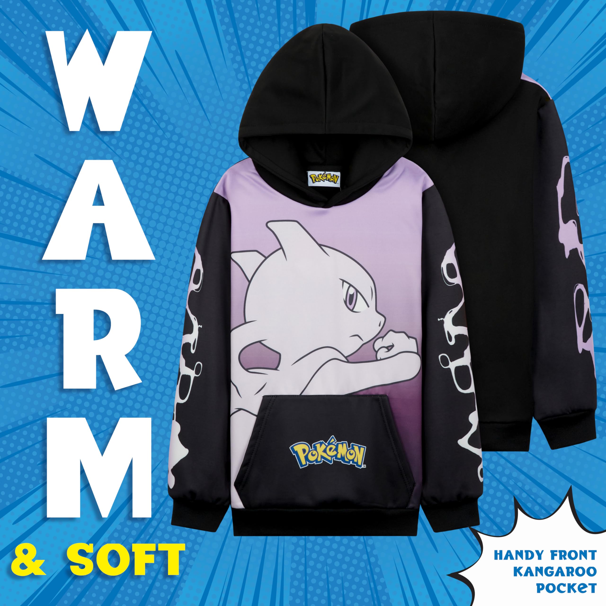 Pokemon Hoodie for Boys & Teens - Pikachu Anime Hooded Sweatshirt | Warm Fleece Pullover for Kids & Youth | Perfect for Cosplay, School, and Winter Outfits