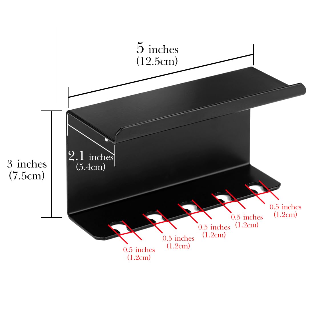 Linkidea Wall Mounted Toothbrush Holder - 5 Slot Aluminum Self-Adhesive Organizer for Colgate Extra Clean & Oral-B CrossAction Brushes - Perfect for Shower, Bathroom & Travel (Black)