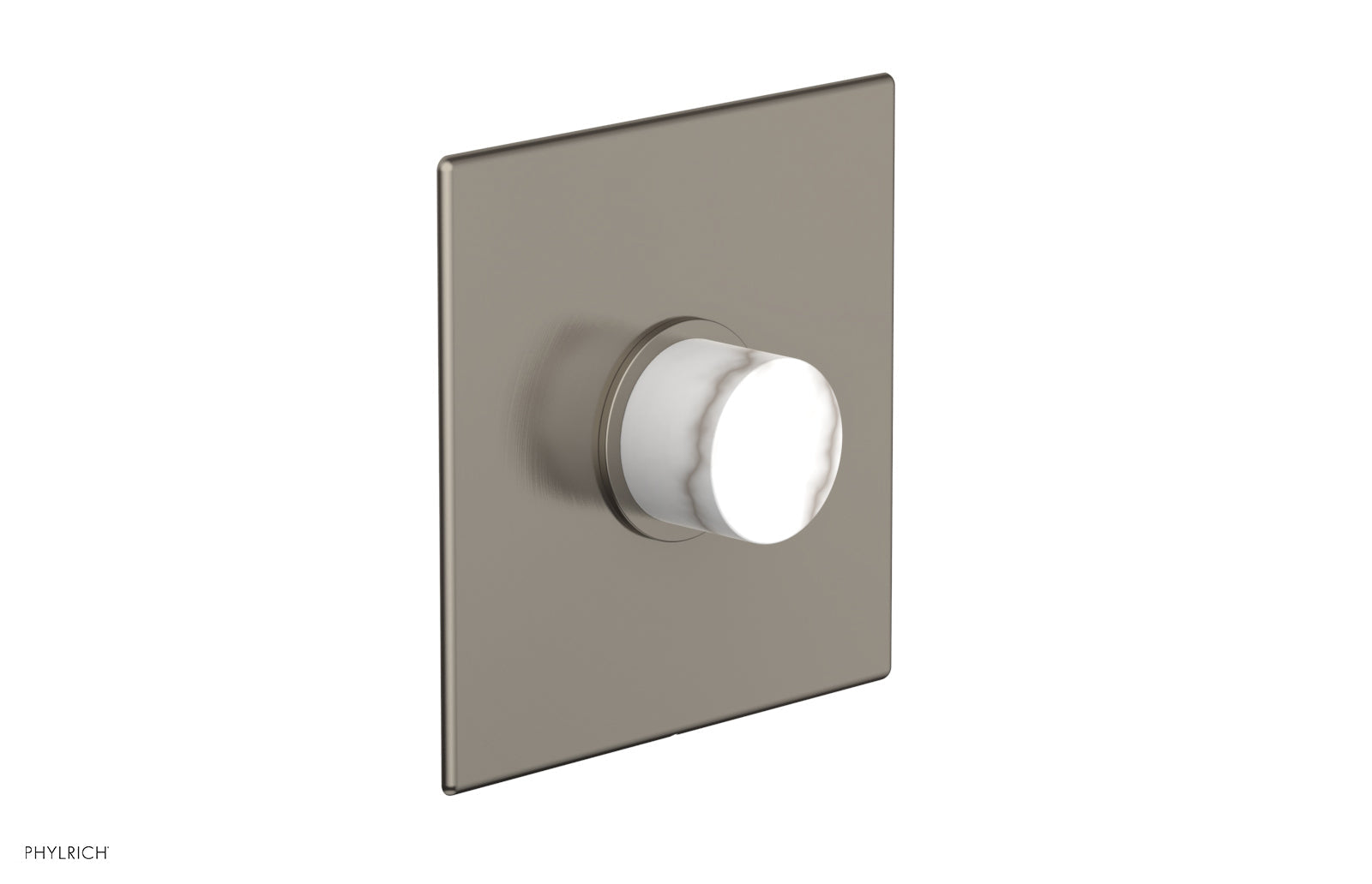 Premium Square Shower Plate with Pressure Balance Valve & White Marble Handle Trim - 4