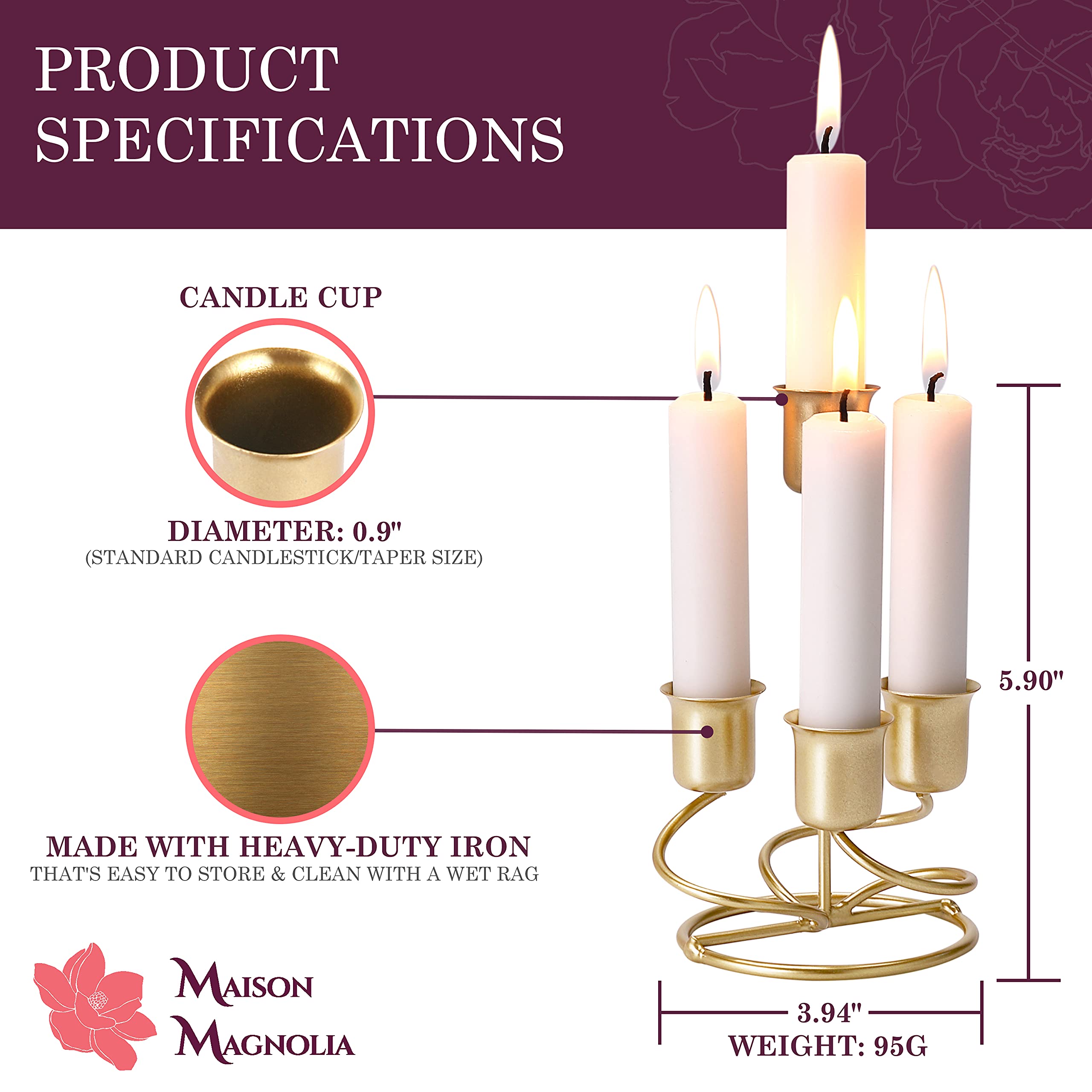 Elegant Gold Metal Candle Holders for Taper, Pillar & Votive Candles - Perfect for Wedding Centerpieces, Dinner Table Decor & Party Lighting - Iron Candle Stands for Home & Event Décor