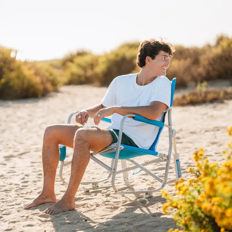 Premium Folding Beach Rocker Chair - Portable & Lightweight for Outdoor Relaxation at Beach, Pool, Camping, and Backyard