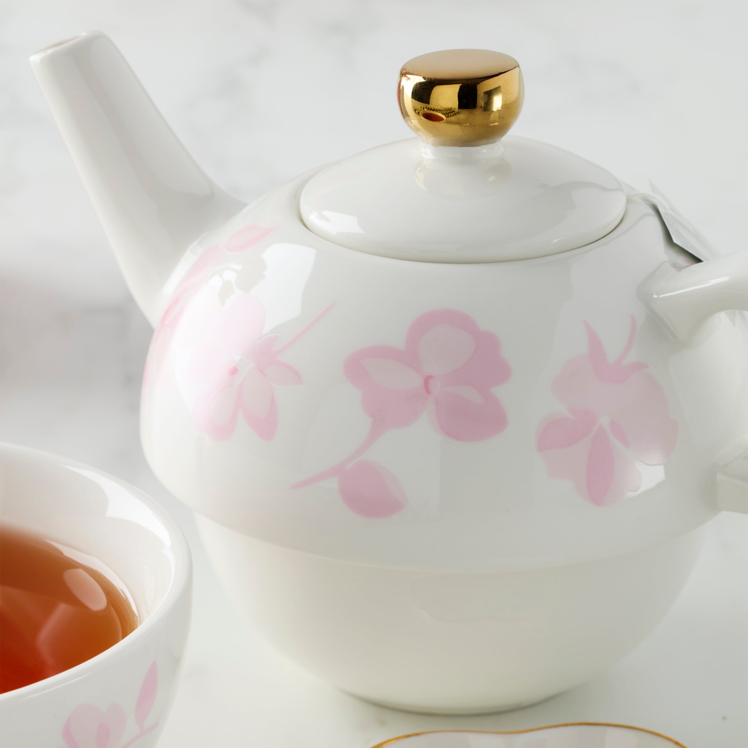 Spring Pansies Tea Set for One - Porcelain Teacup with Infuser and Tea Bag Holder - Perfect for Afternoon Tea, Gifts & Relaxation