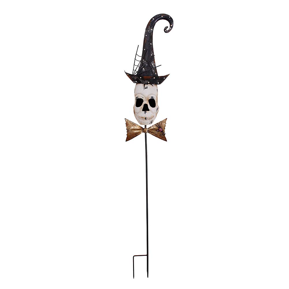 WHY Decor Halloween Skull Stake - Metal Halloween Yard Stakes for Outdoor Decor, Rustic Halloween Decorations, Skull Garden Stakes - Perfect for Spooky Yard Displays, Haunted House Decor & Halloween Party Decorations