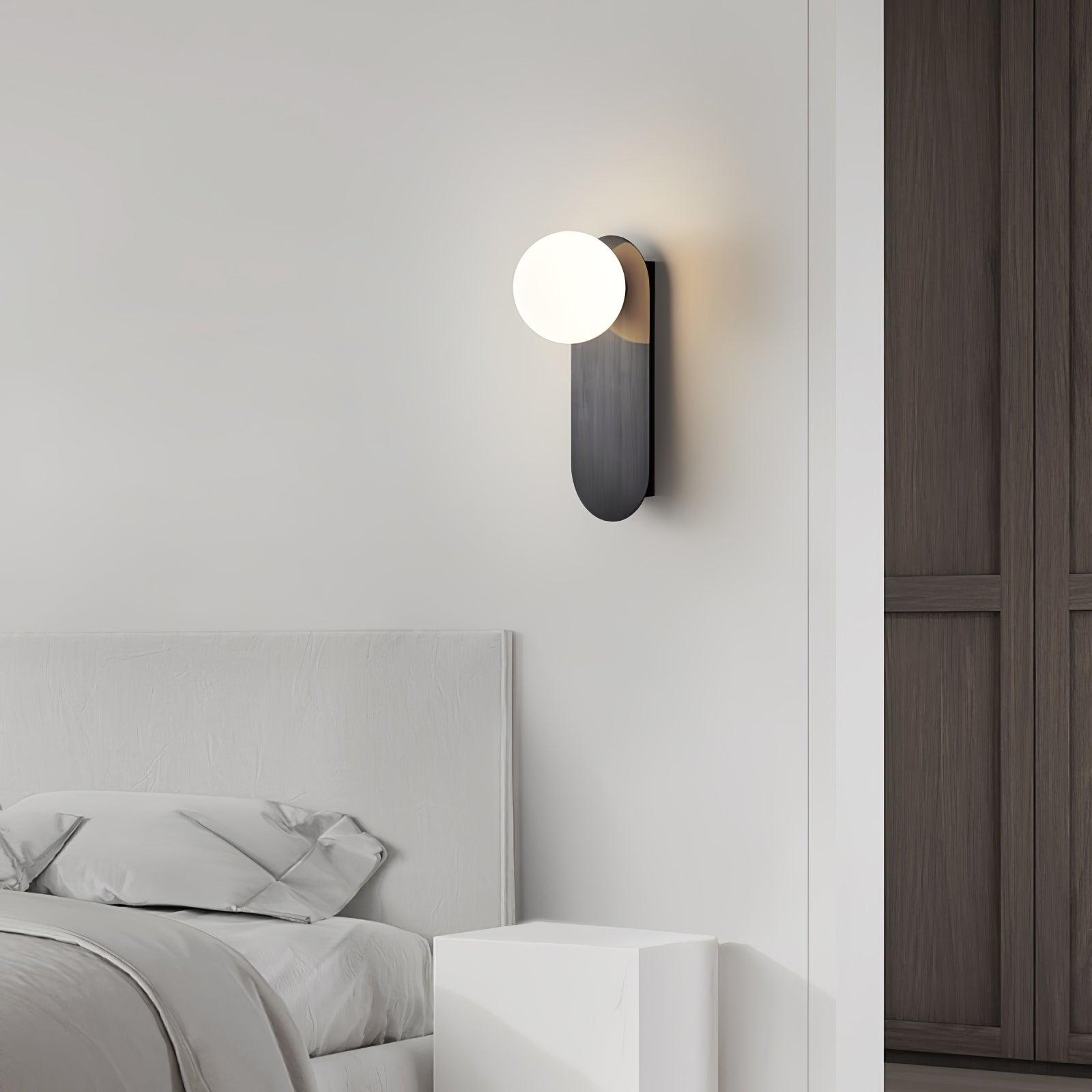 Modern Flat Base Globe Wall Sconce Light Fixture - Vintage Industrial Style Glass Shade for Bedroom, Living Room, Hallway & Entryway Lighting