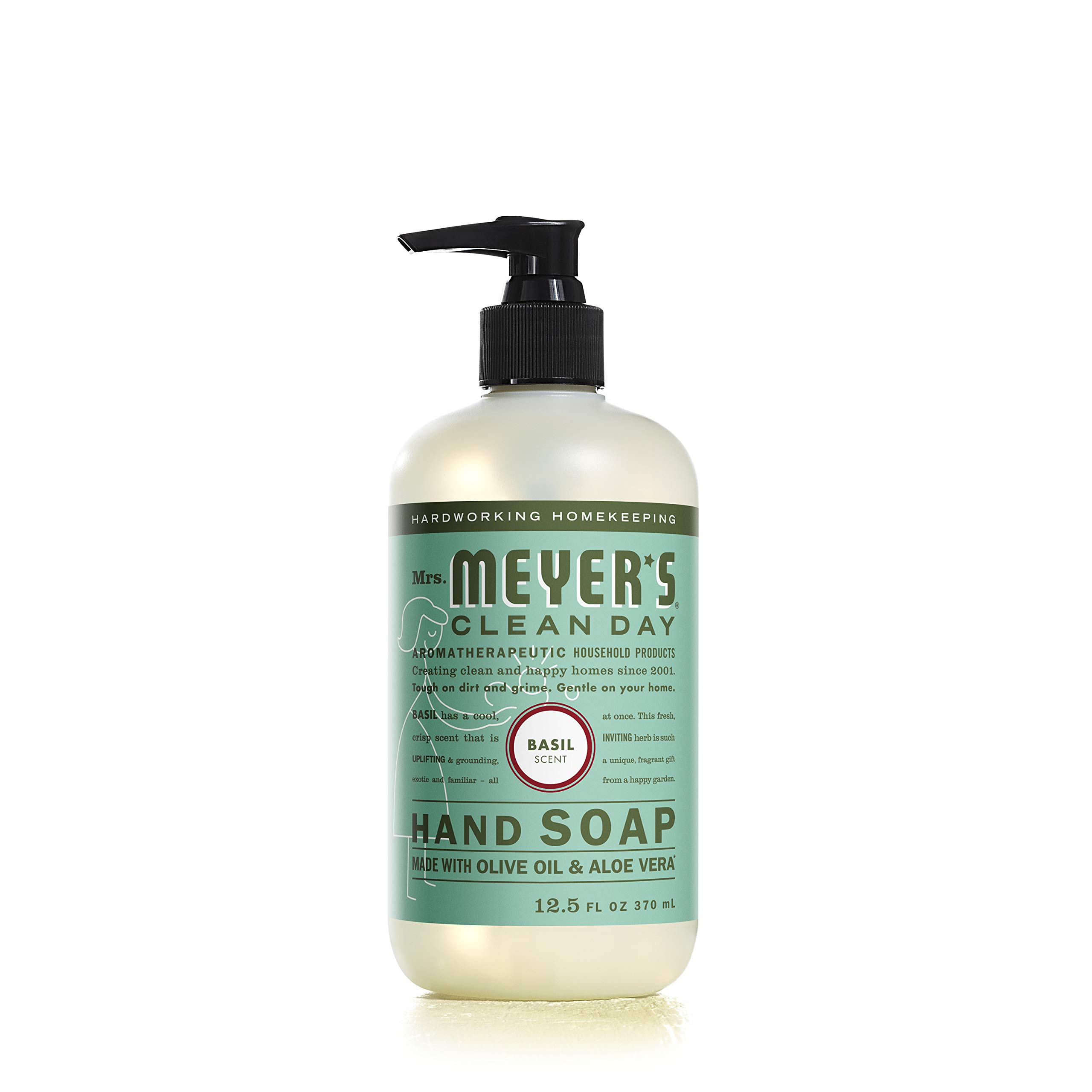 Mrs. Meyer's Clean Day Liquid Hand Soap - Basil Scent, 12.5 oz (Pack of 6) | Natural & Plant-Derived Ingredients | Perfect for Kitchen, Bathroom & Office Use