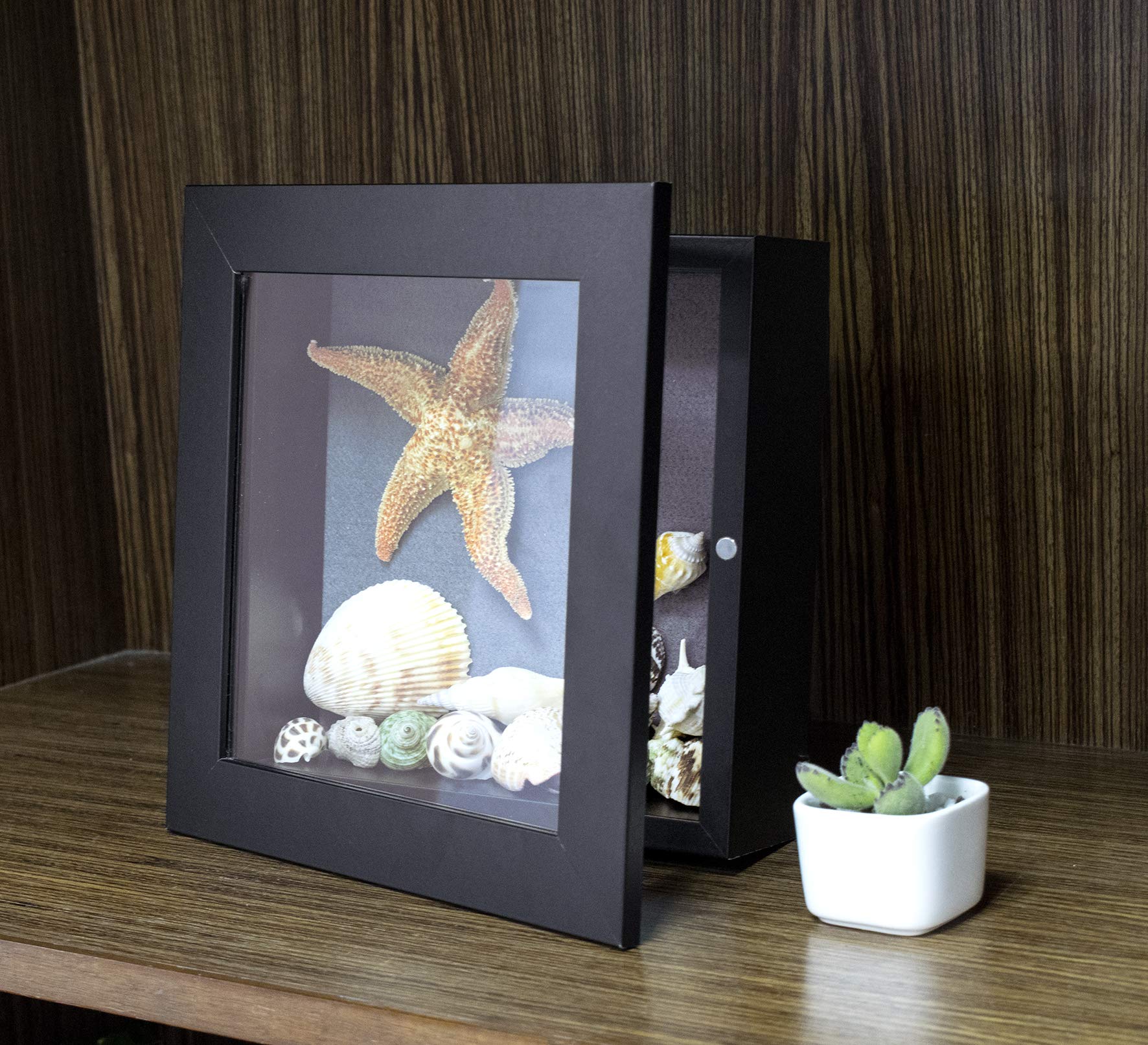 Golden State Art 8x8 Shadow Box Frame Display Case - 2 Inch Depth, Black (4 Pack) - Perfect for Collages, Collections, Mementos & Home Decor - Ideal for Wall Display, Photo Keepsakes, and DIY Craft Projects