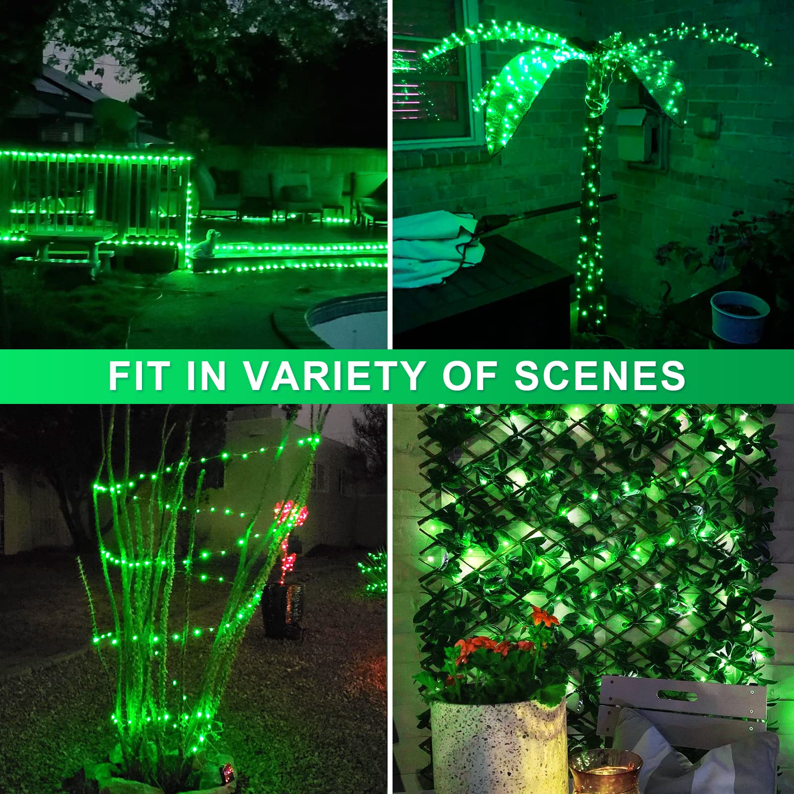 JMEXSUSS 2 Pack 33ft 100 LED Solar Fairy Lights - Waterproof Outdoor String Lights for Garden, Patio, Tree Decor - St Patrick's Day Party Decorations - Perfect for Backyard, Wedding, Holiday & Landscape Lighting