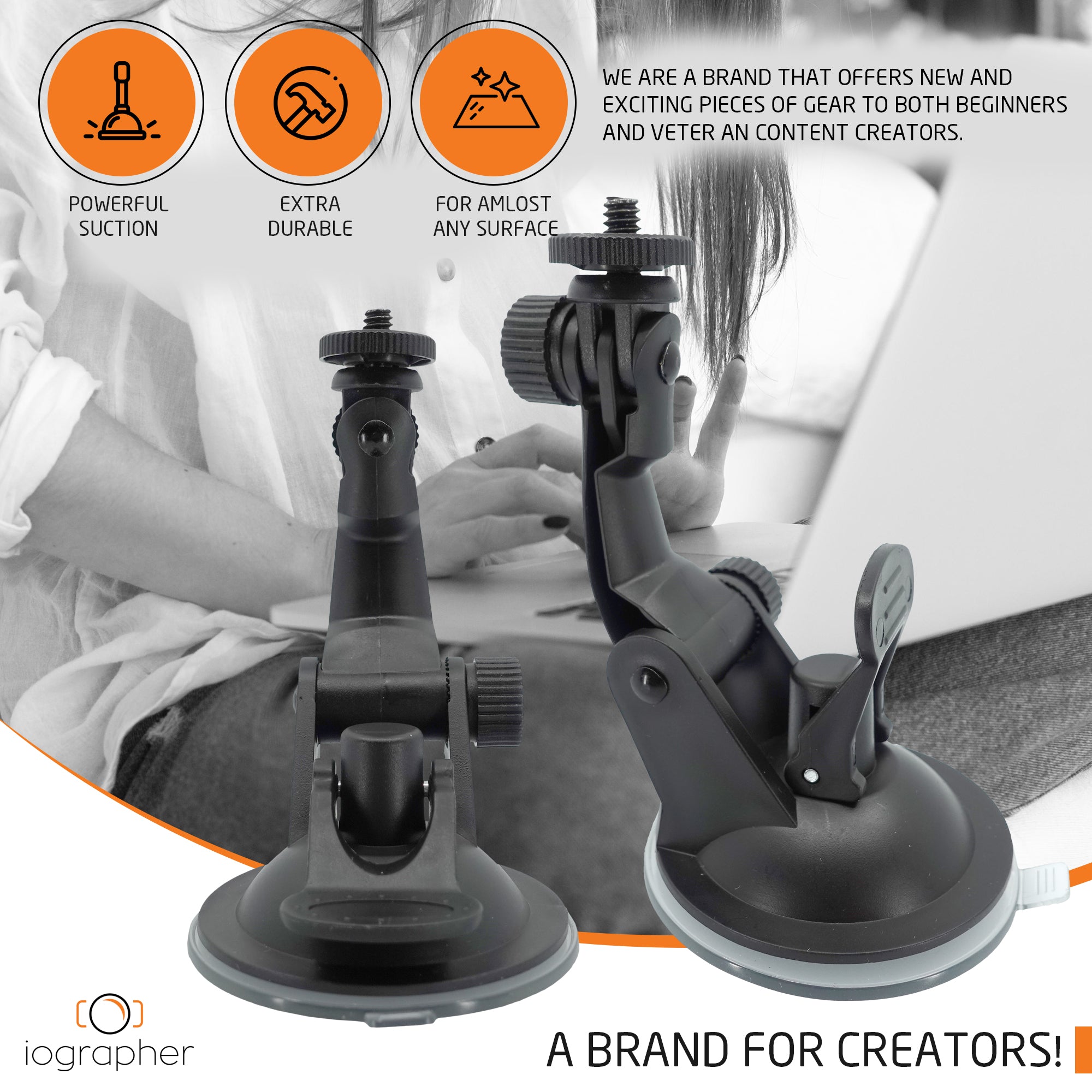 iOgrapher Suction Cup Mount for Smartphones & Cameras - Secure Hands-Free Video Recording for Vlogging, Live Streaming & Action Shots