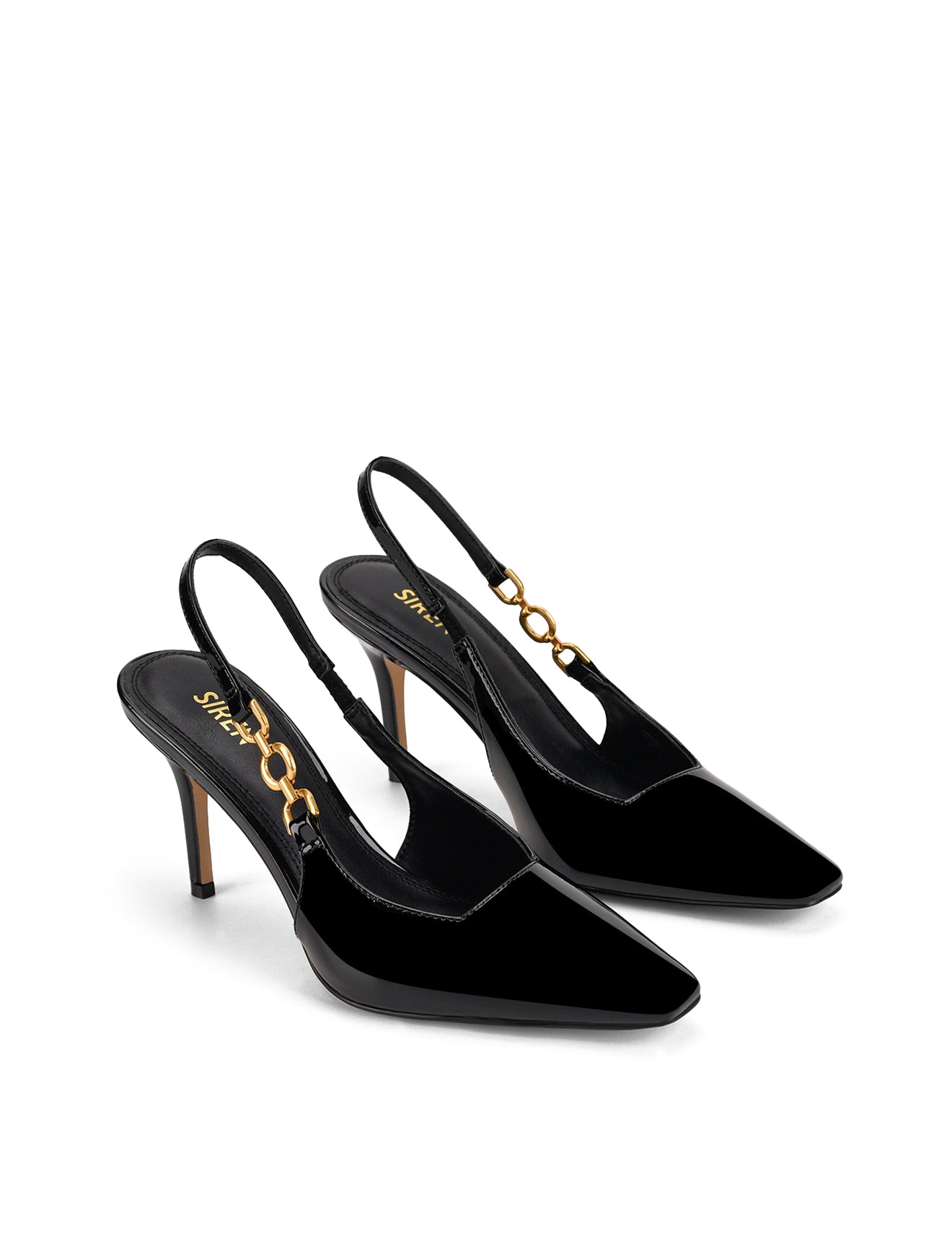 Venus Slingback Stiletto Heels - Black Patent Leather Women's Dress Shoes for Party, Wedding & Evening Events