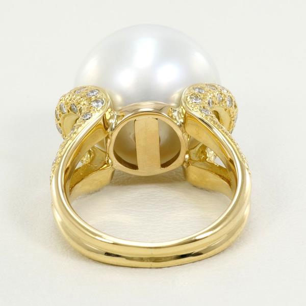 18K Yellow Gold South Sea Pearl Diamond Ring for Women - Elegant Bridal Jewelry, Wedding & Engagement Gift, Anniversary Present, Special Occasion Accessory