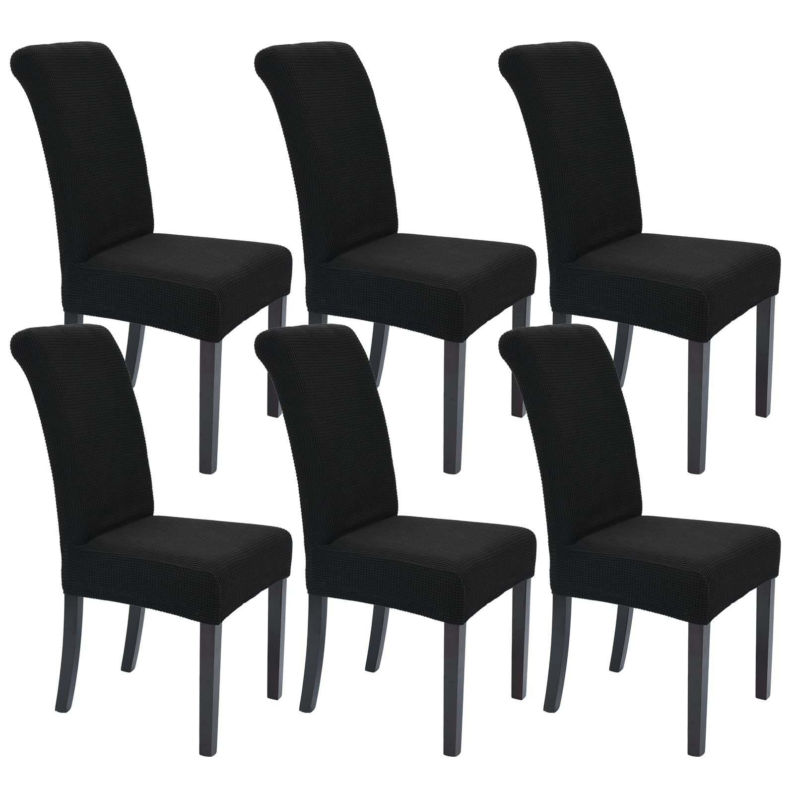 KANGAROO MOMMY 6-Pack Black Stretchable Dining Chair Covers - Parsons & Kitchen Chair Slipcovers | Perfect for Home, Restaurant & Wedding Decor