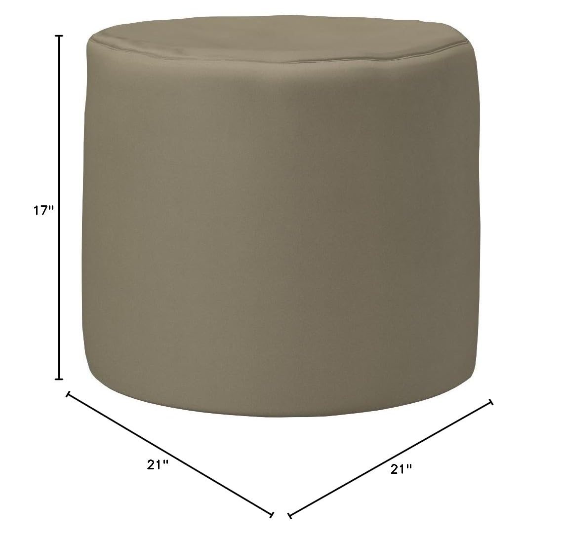 Jaxx Spring Indoor Outdoor Bean Bag Ottoman - Soft Taupe Faux Leather Footrest Pouf for Living Room, Bedroom, Patio & Dorm - Comfortable Seating & Relaxation Furniture