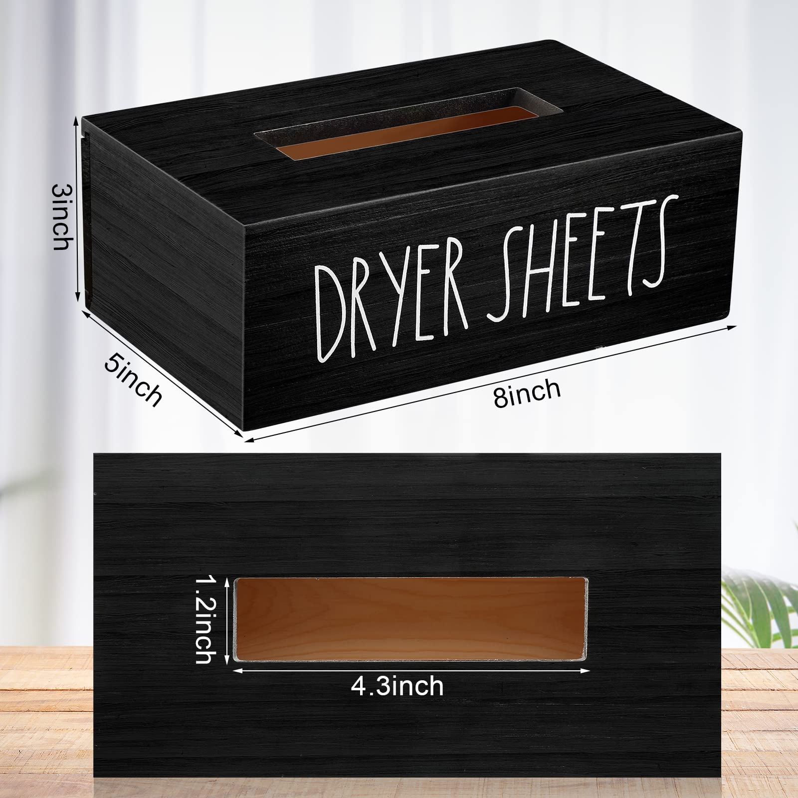 Luxury Wooden Dryer Sheet Holder Dispenser - Fabric Softener Storage Box for Laundry Room Organization - Black Wooden Decor with Light Luxury Style - Perfect for Laundry Room, Closet & Home Decor