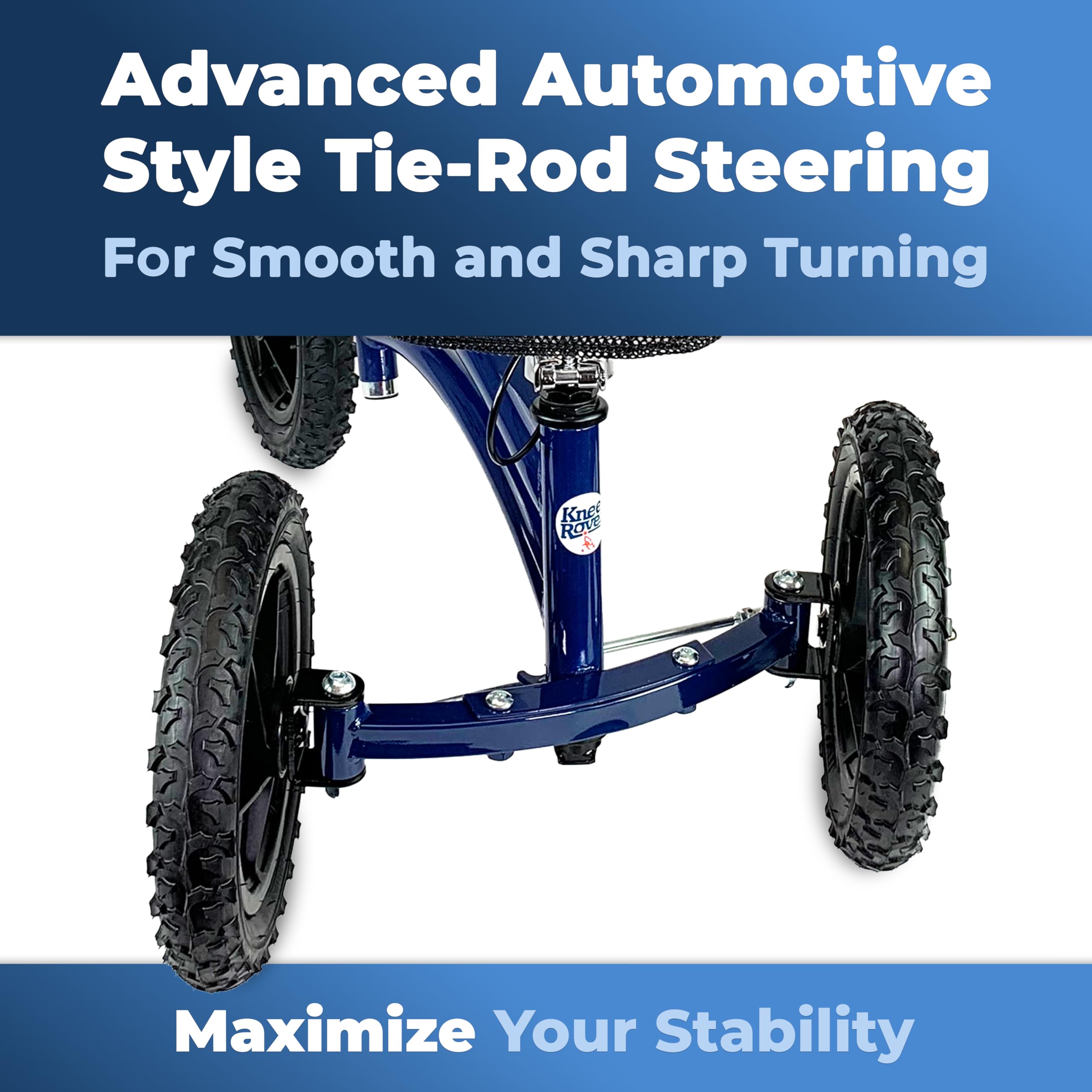 KneeRover Original Steerable All-Terrain Knee Scooter for Adults - Heavy Duty Knee Walker for Foot Surgery, Broken Ankle & Leg Injuries | Mobility Aid for Post-Surgery Recovery & Crutch Alternative (Blue) | Perfect for Indoor/Outdoor Use, Rehabilitation & Daily Mobility