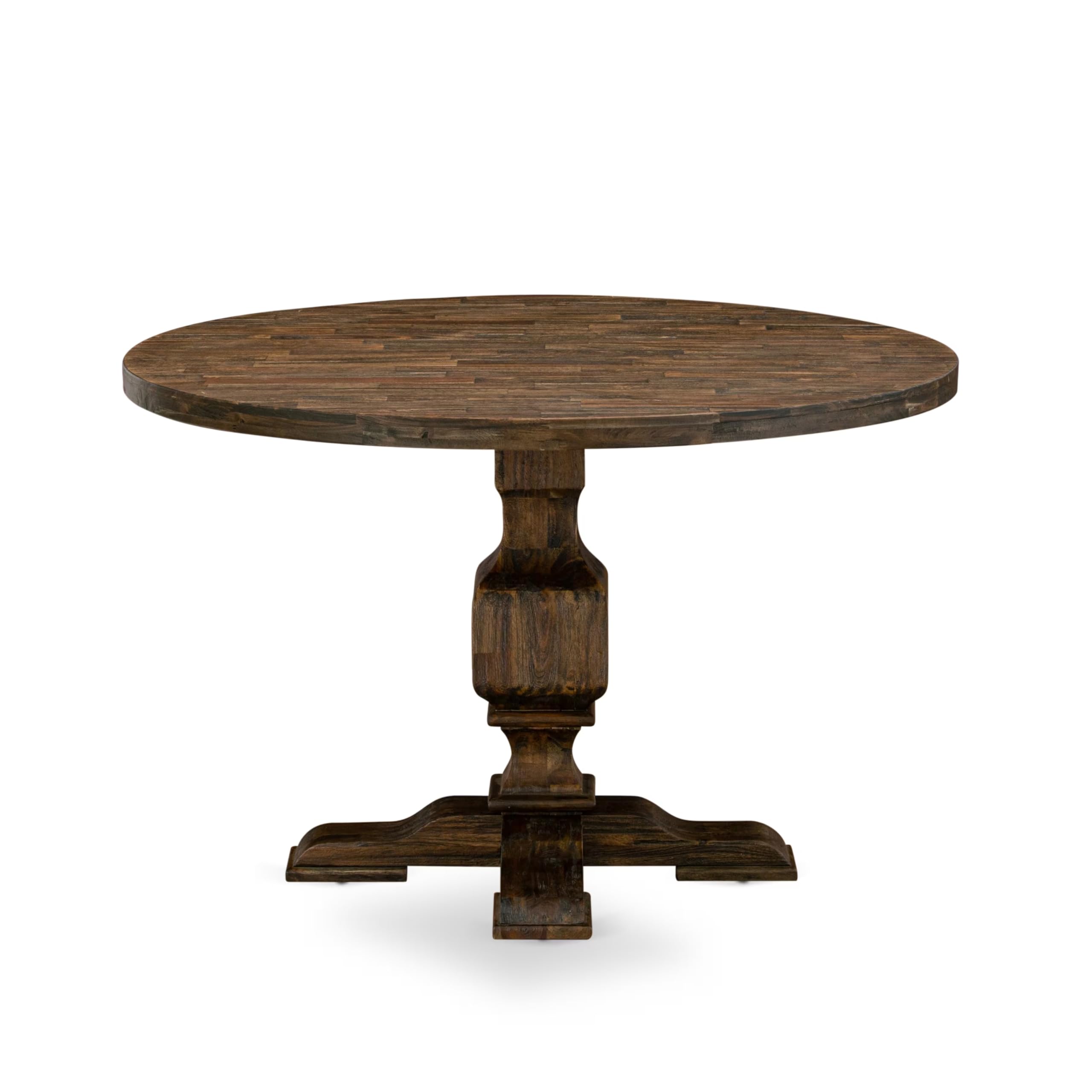 East West Furniture I3GA5-740 5-Piece Round Dining Table Set with Pedestal Base & 4 Dahlia Linen Parsons Chairs, 48