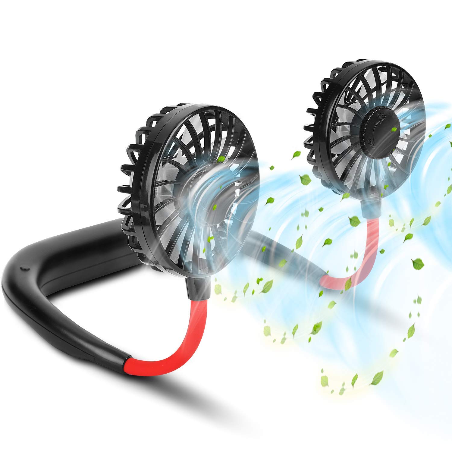 2022 Portable Neck Fan - 1800mAh Rechargeable Personal Cooling Fan with 360° Airflow, Lightweight Wearable Hands Free Fan - 3 Speed Settings & Ultra Quiet for Office, Outdoor, Travel, Gym & Home Use