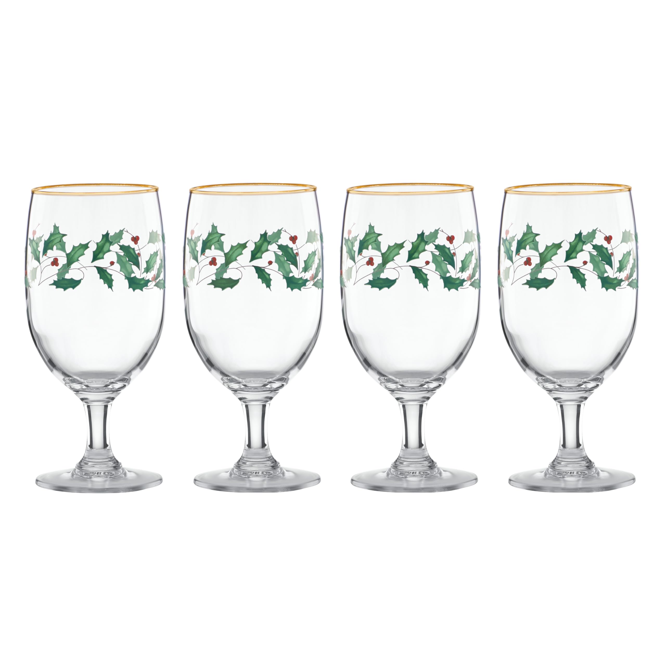 Lenox 849606 Holiday 4-Piece Iced Beverage Glass Set - Christmas Dinnerware for Hosting & Entertaining - Perfect for Holiday Parties, Festive Gatherings & Seasonal Celebrations