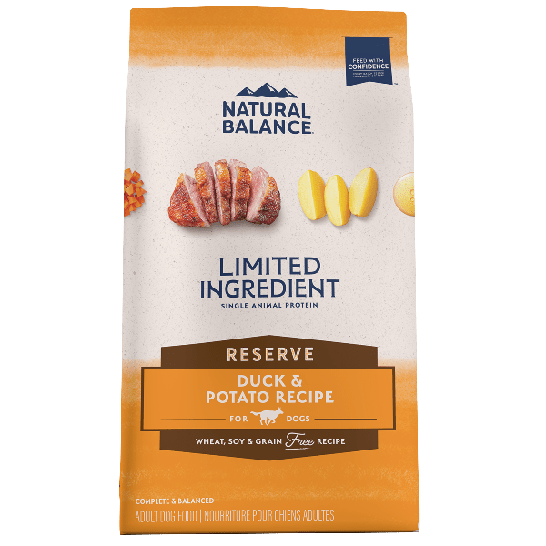 Natural Balance Reserve Grain-Free Duck & Potato Recipe Dry Dog Food - High Protein, Hypoallergenic for Sensitive Stomachs - Perfect for Adult Dogs with Allergies or Digestive Issues