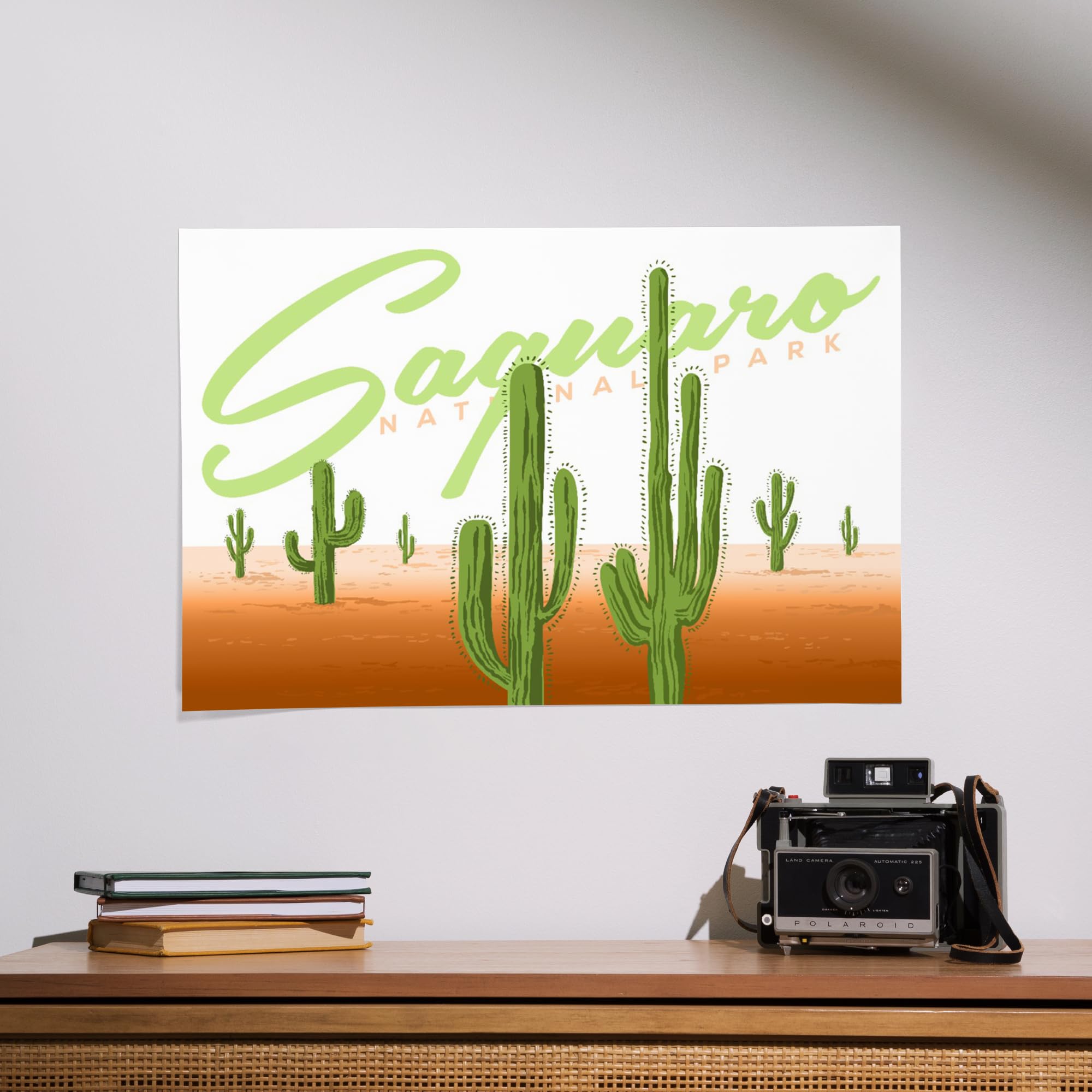 Lantern Press 16x24 Inch Giclee Art Print - Saguaro National Park Arizona Landscape with Cactus Vector Design | Perfect for Home Decor, Office Wall Art & Desert Theme Interior Design