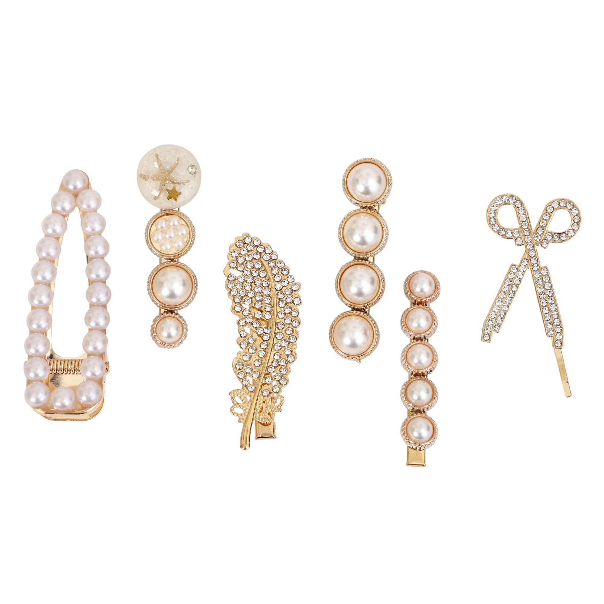 Starvis Geometric Hollow Metal Hair Clips for Women - Korean Style Pearl Barrettes & Hairpins - Perfect for Girls' Everyday Styling, Parties & Special Occasions