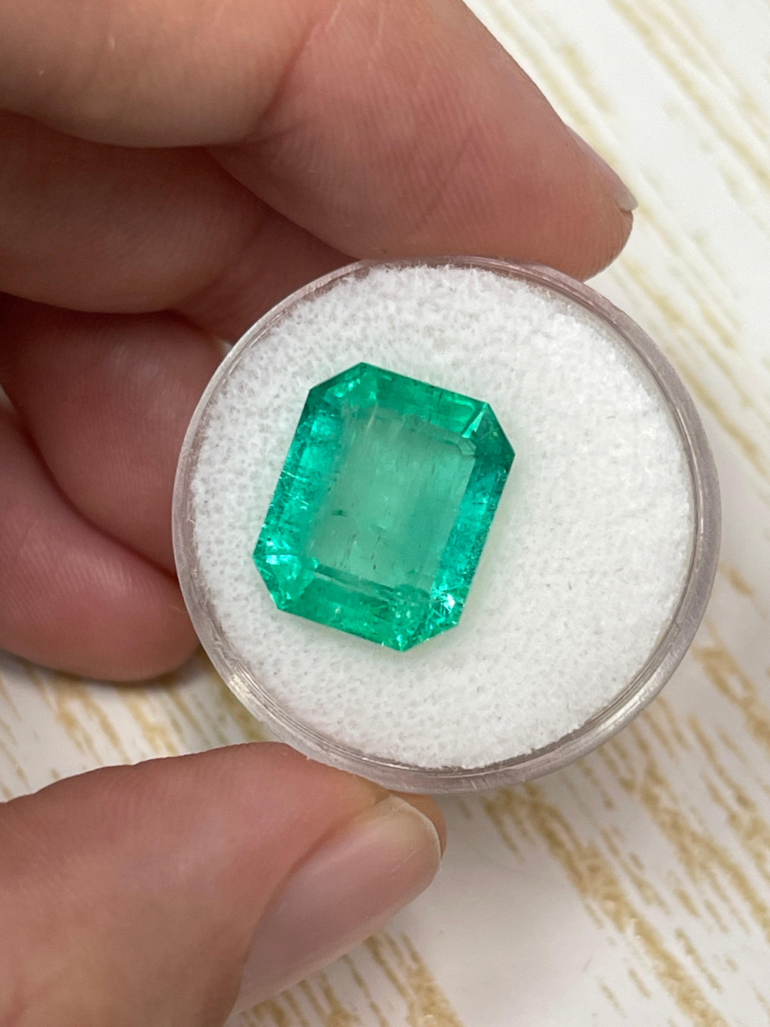 8.20 Carat 14x11.4mm Medium Green Colombian Emerald Cut Loose Gemstone - Perfect for Engagement Rings, Fine Jewelry & Collector's Pieces