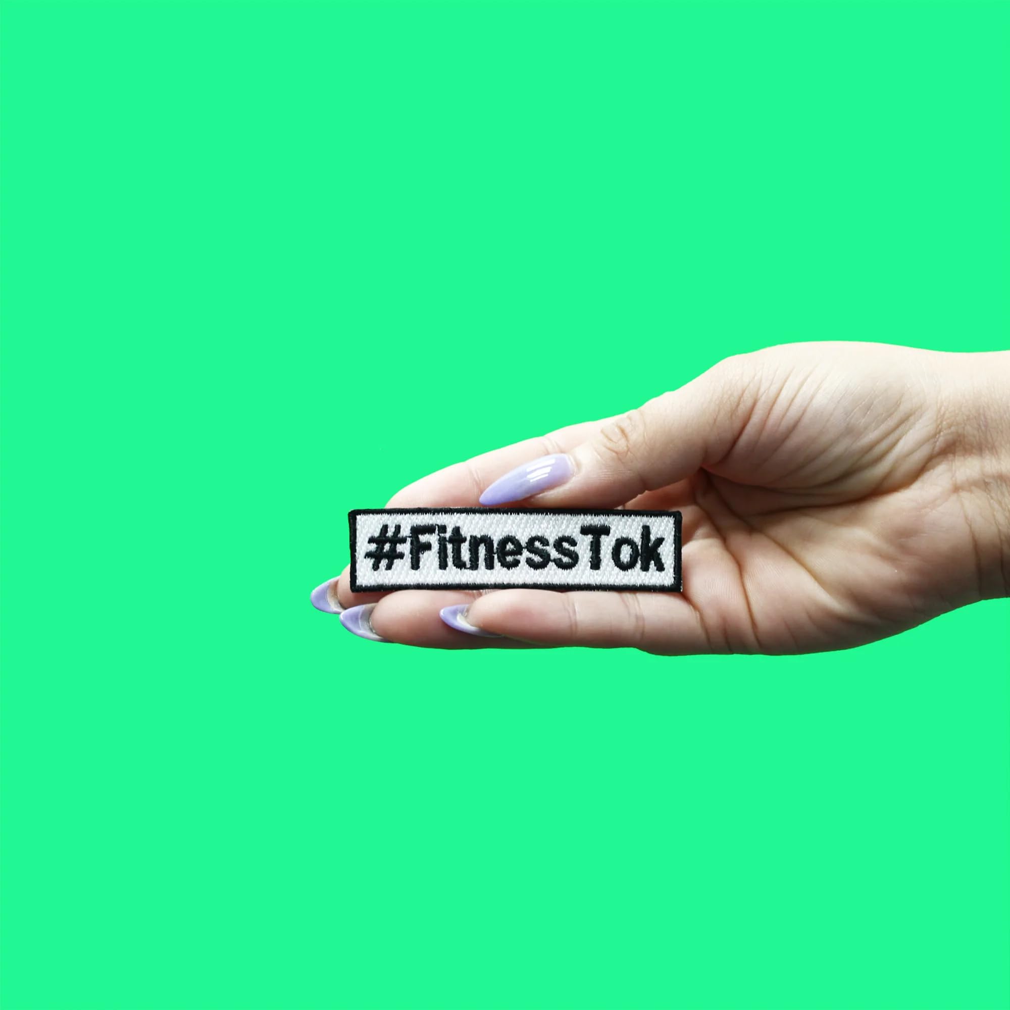 FitnessTok Patch - Trendy Embroidered Iron-On Patch for Workout Clothes & Gym Bags | Perfect for Fitness Enthusiasts & Social Media Lovers