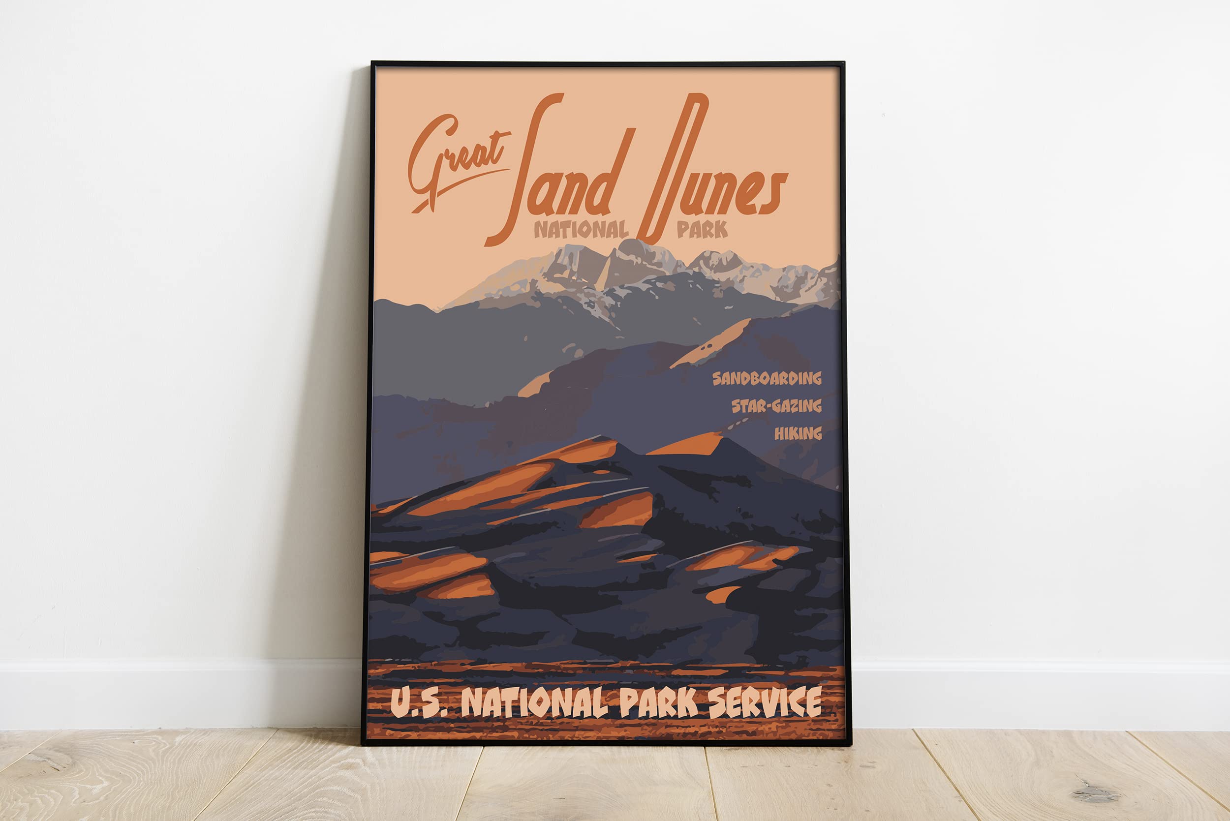 Great Sand Dunes National Park Vintage Travel Poster - Colorado Landscape Wall Art Print (16x20 Inches Canvas) - Perfect for Home Decor, Office & National Park Lover Gifts