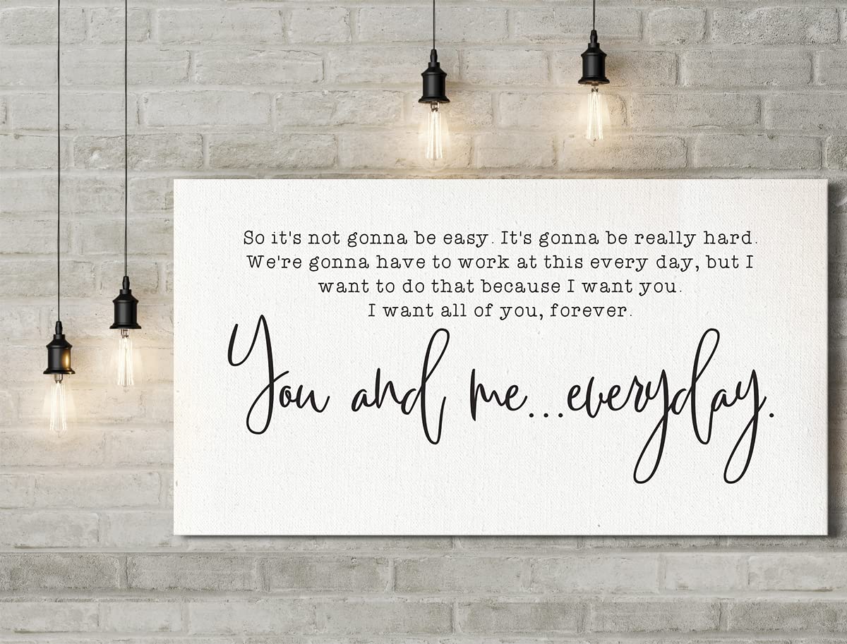 You and Me Everyday - Minimalist Romantic Bedroom Wall Art for Couples - Ready to Hang Canvas (24x12) - Perfect for Master Bedroom Decor, Anniversary & Wedding Gifts - Ideal for Creating a Cozy and Loving Atmosphere