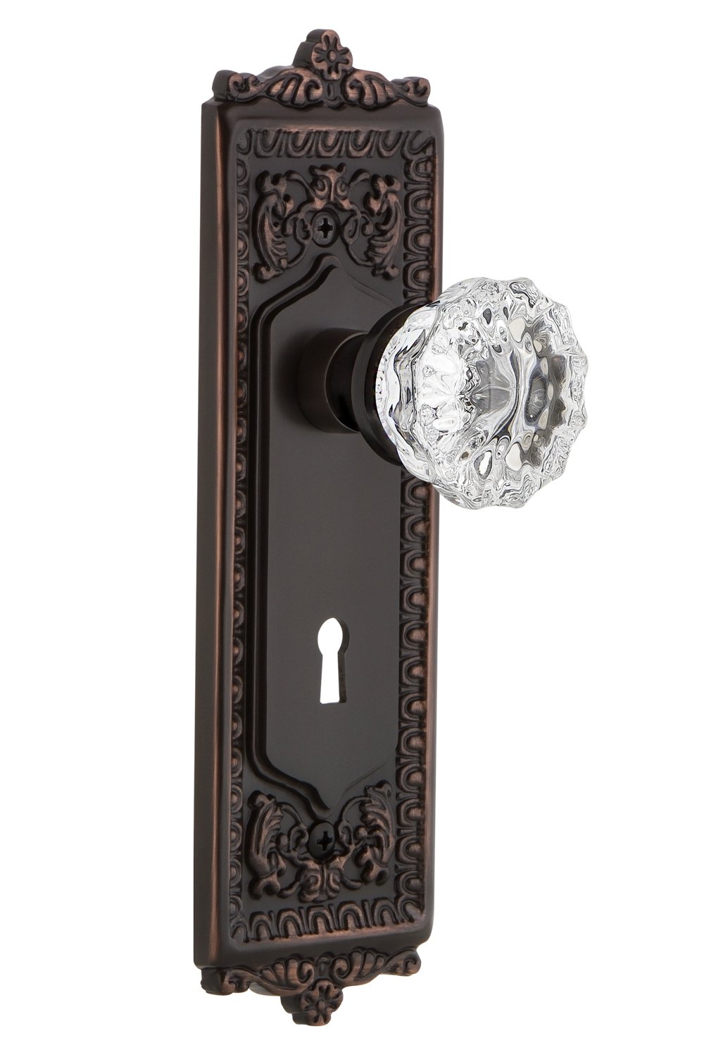 Vintage Egg and Dart Design Keyhole Crystal Knob - 2.75
