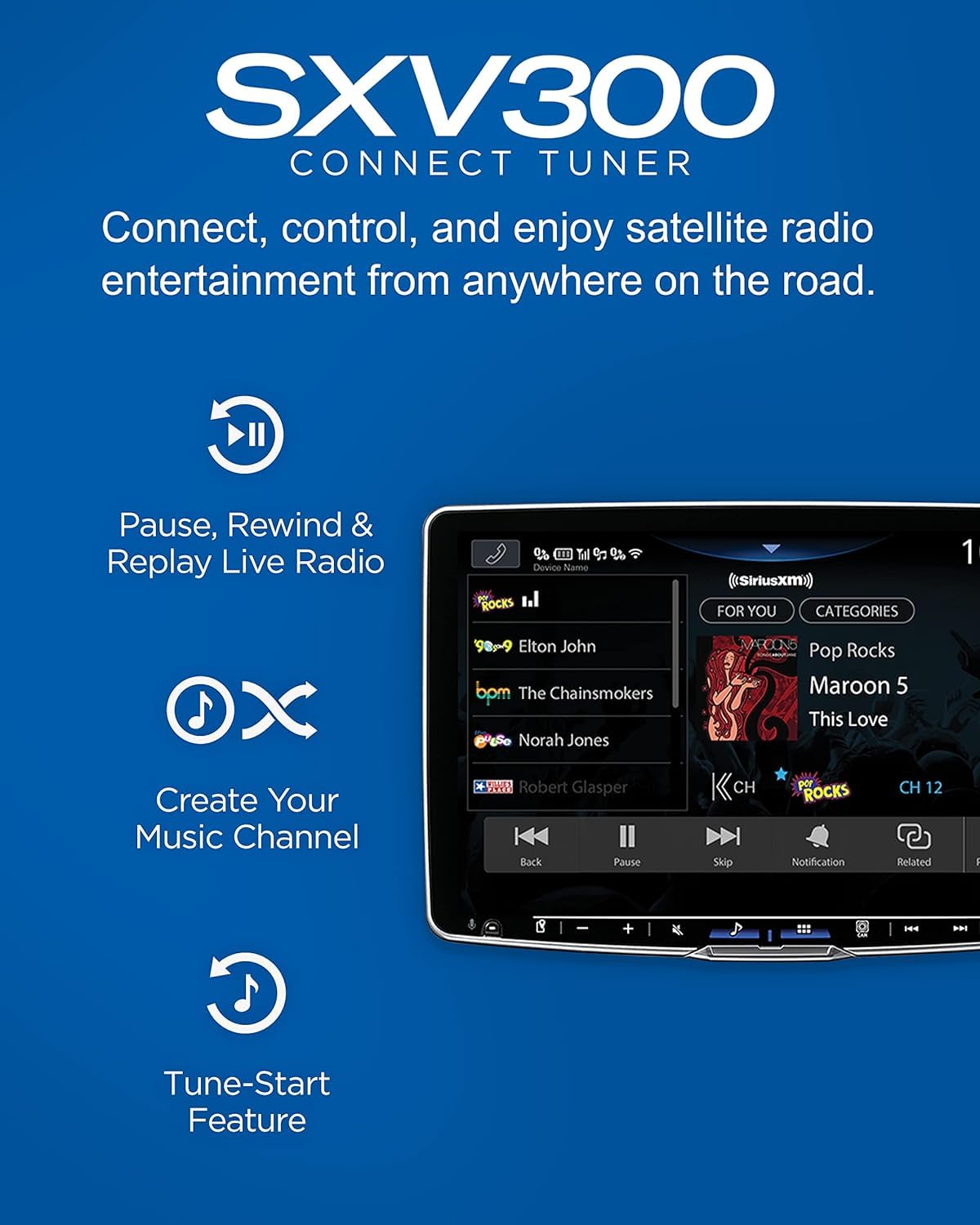 SiriusConnect SXV300V1 SiriusXM Vehicle Tuner for Car Radio - Satellite Radio Receiver with Easy Installation | Perfect for Road Trips, Commuting & Long Drives