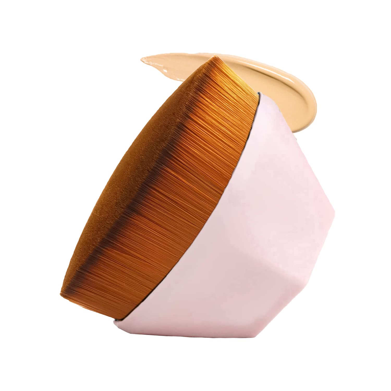 Premium Flat Top Kabuki Makeup Brush for Liquid, Cream & Powder Foundation - Hexagon Handle for Easy Grip - Includes Bonus Protective Case (Pink) | Perfect for Flawless Blending & Professional Makeup Application