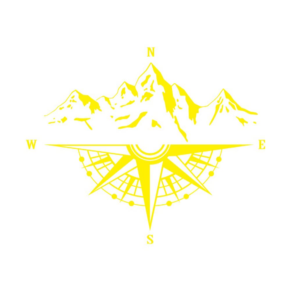 Waterproof PVC Vinyl Car Decals & Auto Compass Stickers - 50x41cm Yellow Hood & Body Styling Accessories for SUV, Truck, Jeep - Durable Vehicle Graphics for Outdoor Adventures & Road Trips