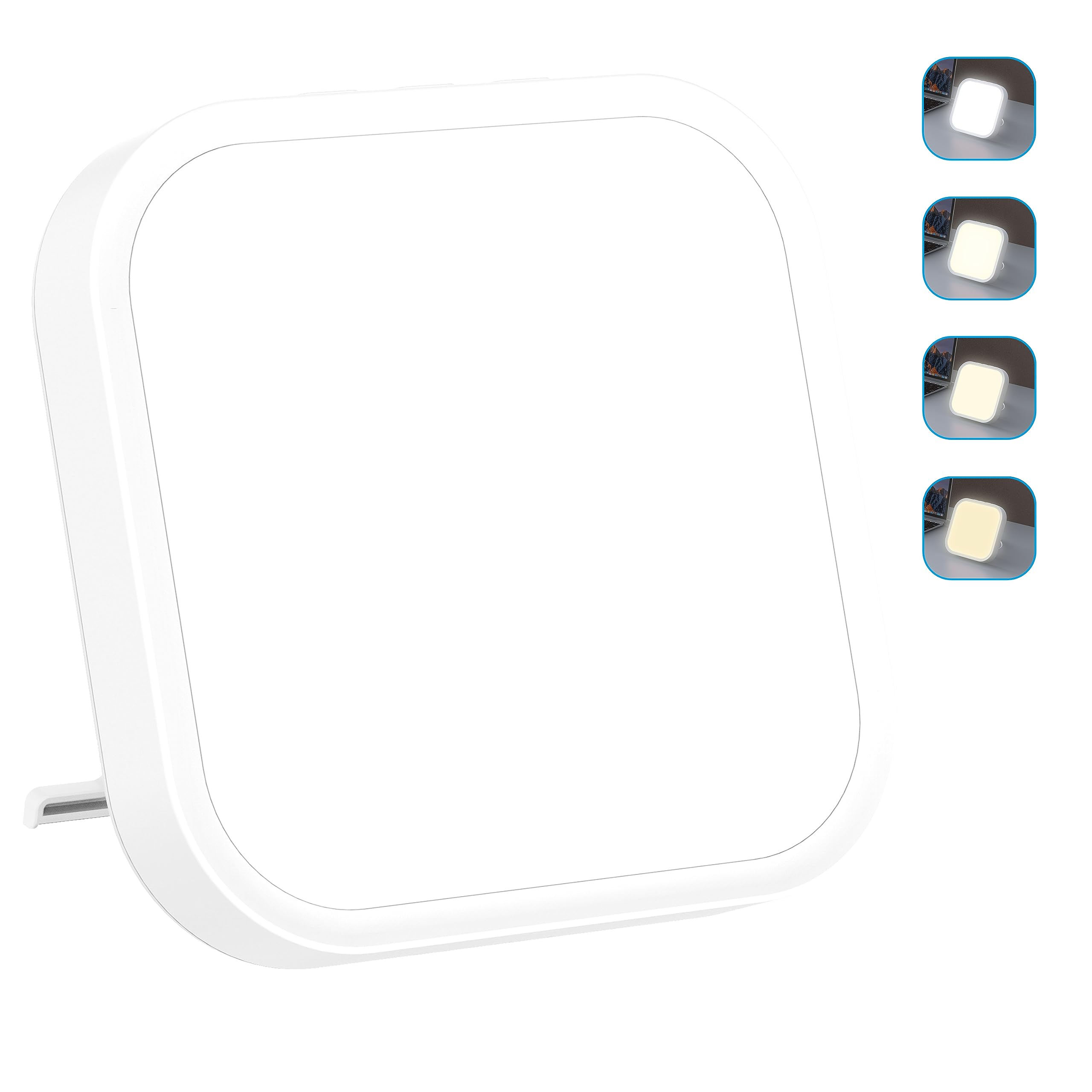 Qoosseine 10000 Lux UV-Free Light Therapy Lamp - 4 Brightness Levels & 4 Color Temperatures with Timer & Memory Function - Portable SAD Lamp for Home, Office, Winter Blues & Seasonal Depression Relief