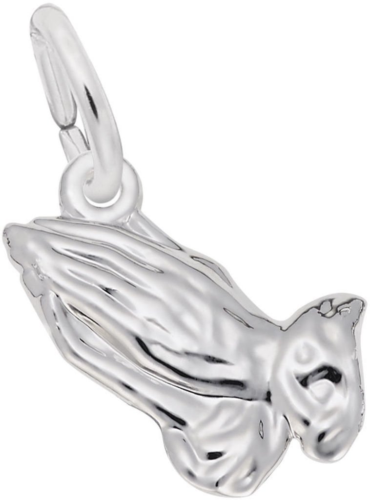 Rembrandt Praying Hands Charm - 14K White Gold Religious Jewelry Pendant - Perfect for Daily Wear, Prayer Time & Special Occasions