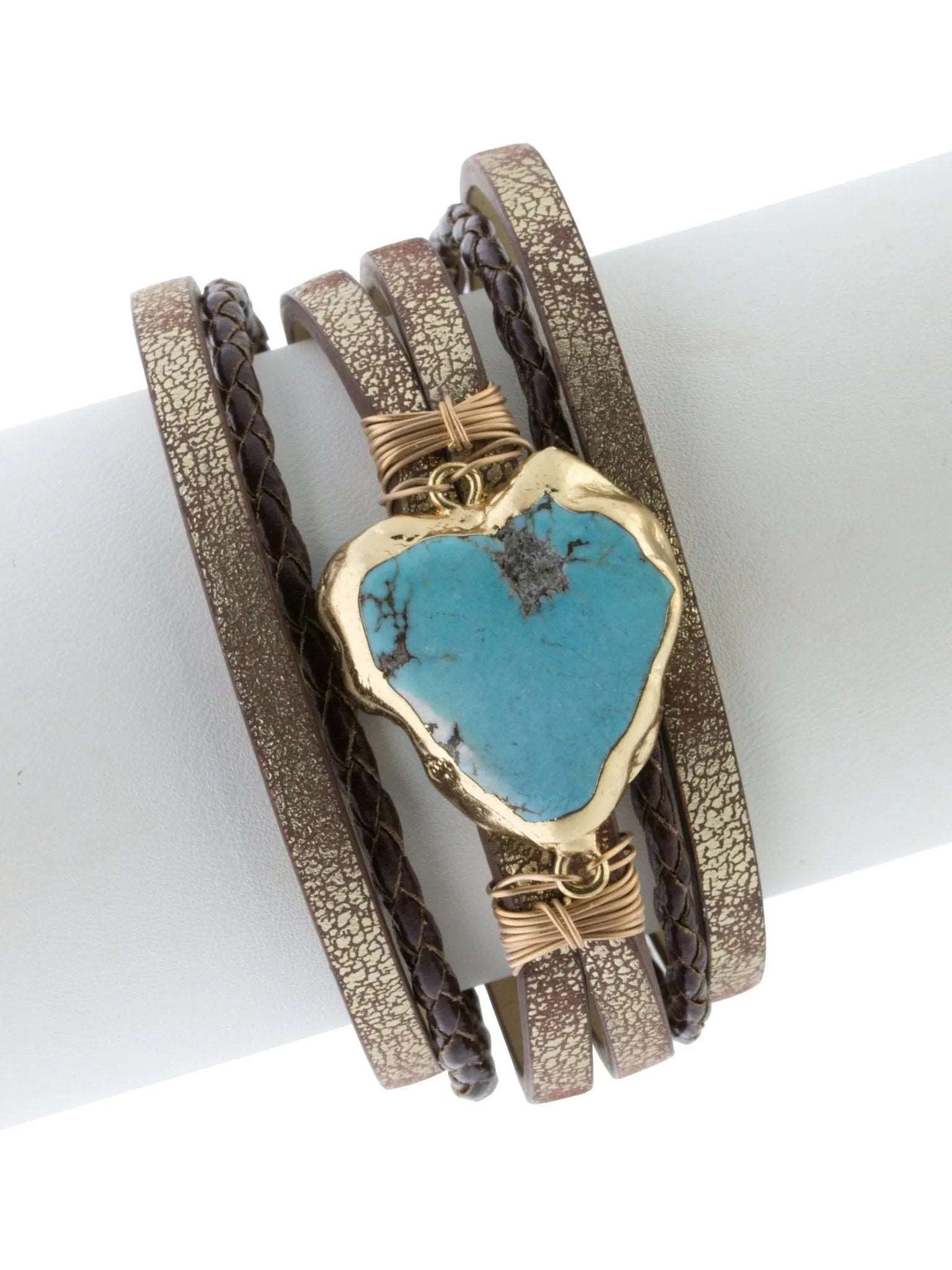 Handmade Turquoise Beaded Bracelet for Women - Boho Chic Brown Braided Leather Wrap - Perfect for Casual Wear, Festivals & Gift Giving