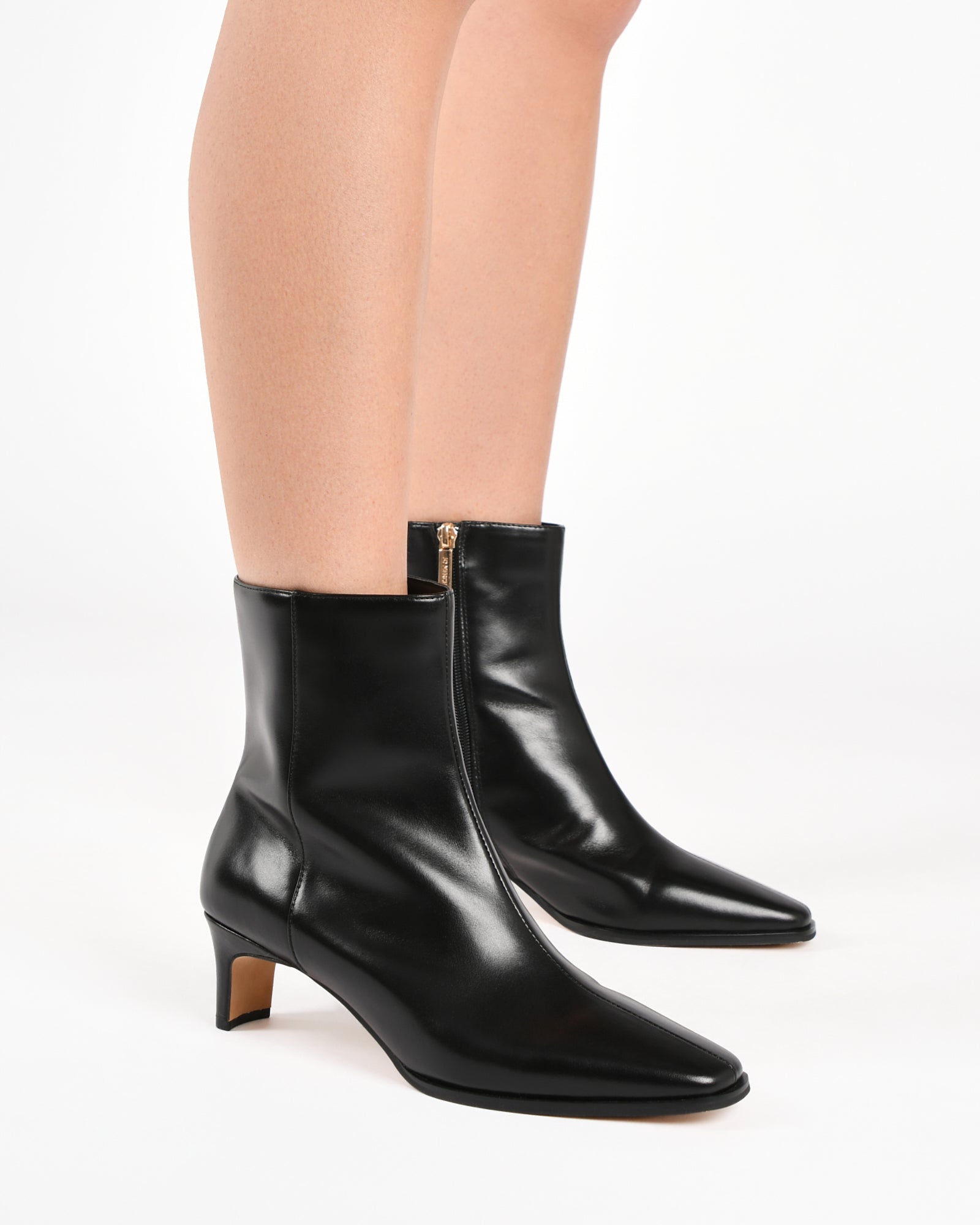 OTIS Mid Ankle Boots for Women - Black Leather Boots for Fall & Winter | Comfortable & Stylish Booties for Casual Outfits, Work & Date Night
