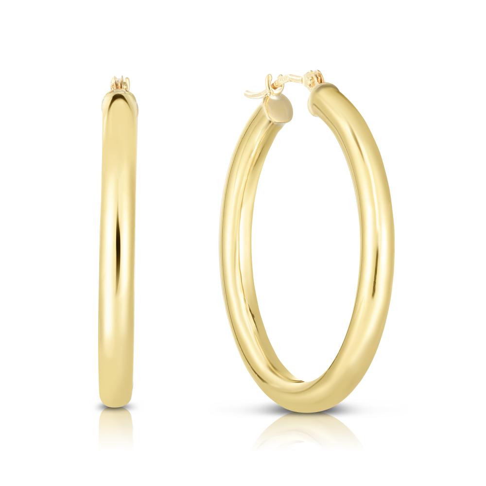 10K Gold 3x30mm Hoop Earrings for Women - Classic Small Gold Hoops for Everyday Wear, Gift for Her, Wedding, Party & Office Accessories