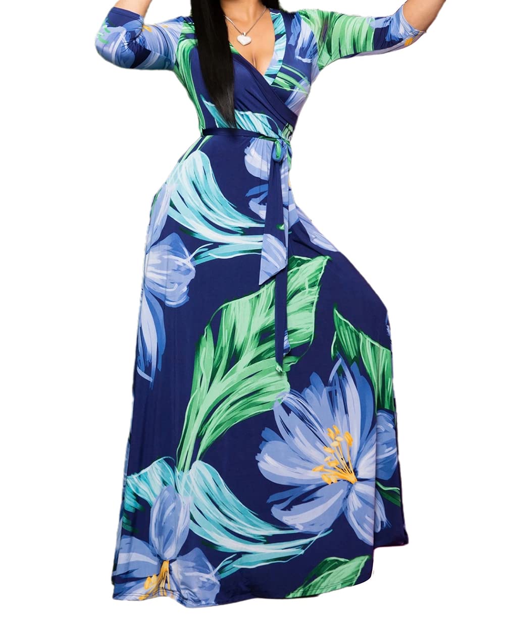 JTNFairy Women's Floral Print Long Maxi Dress - Plus Size Casual & Party Outfits - Perfect for Summer Beach, Vacation, and Evening Events