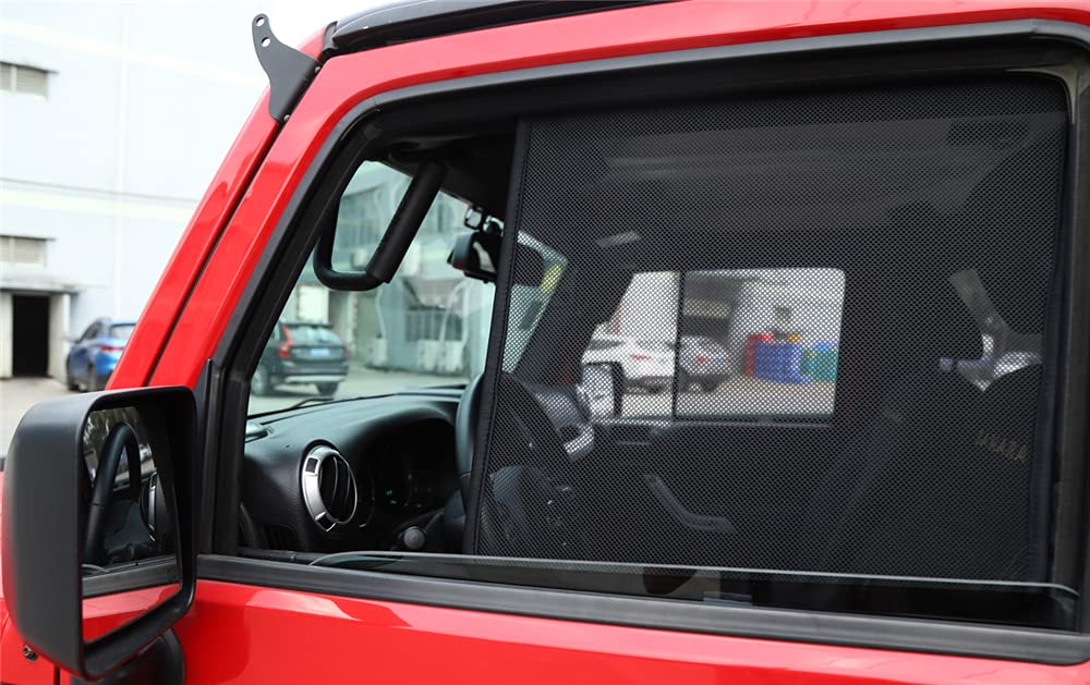 Jeep Wrangler JK Sunshade (2007-2017) - Black Mesh UV Protection Front Door Side Window Cover | Car Interior Accessories for Sun Protection & Privacy | Perfect for Off-Roading, Camping & Daily Commute