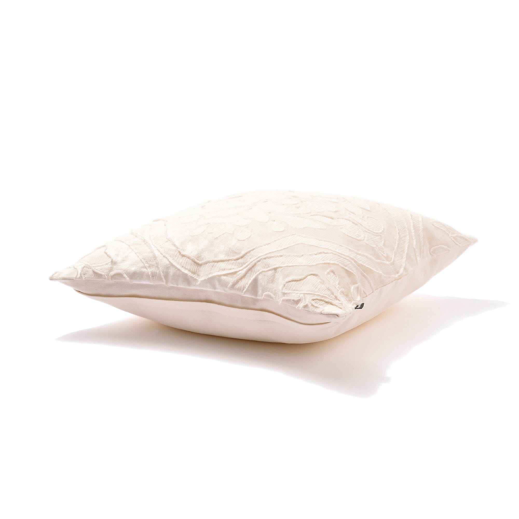 Premium Damask Applique Cushion Cover 18x18 Inches White - Luxury Home Decor for Sofa, Bed & Living Room