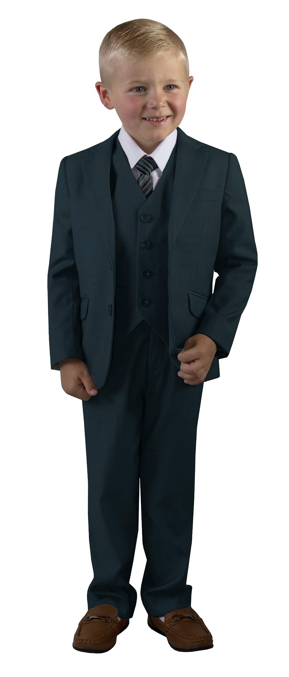 Tuxgear Boys Slim Fit 5-Piece Suit - Teal Blue for Toddlers & Youth | Formal Occasions