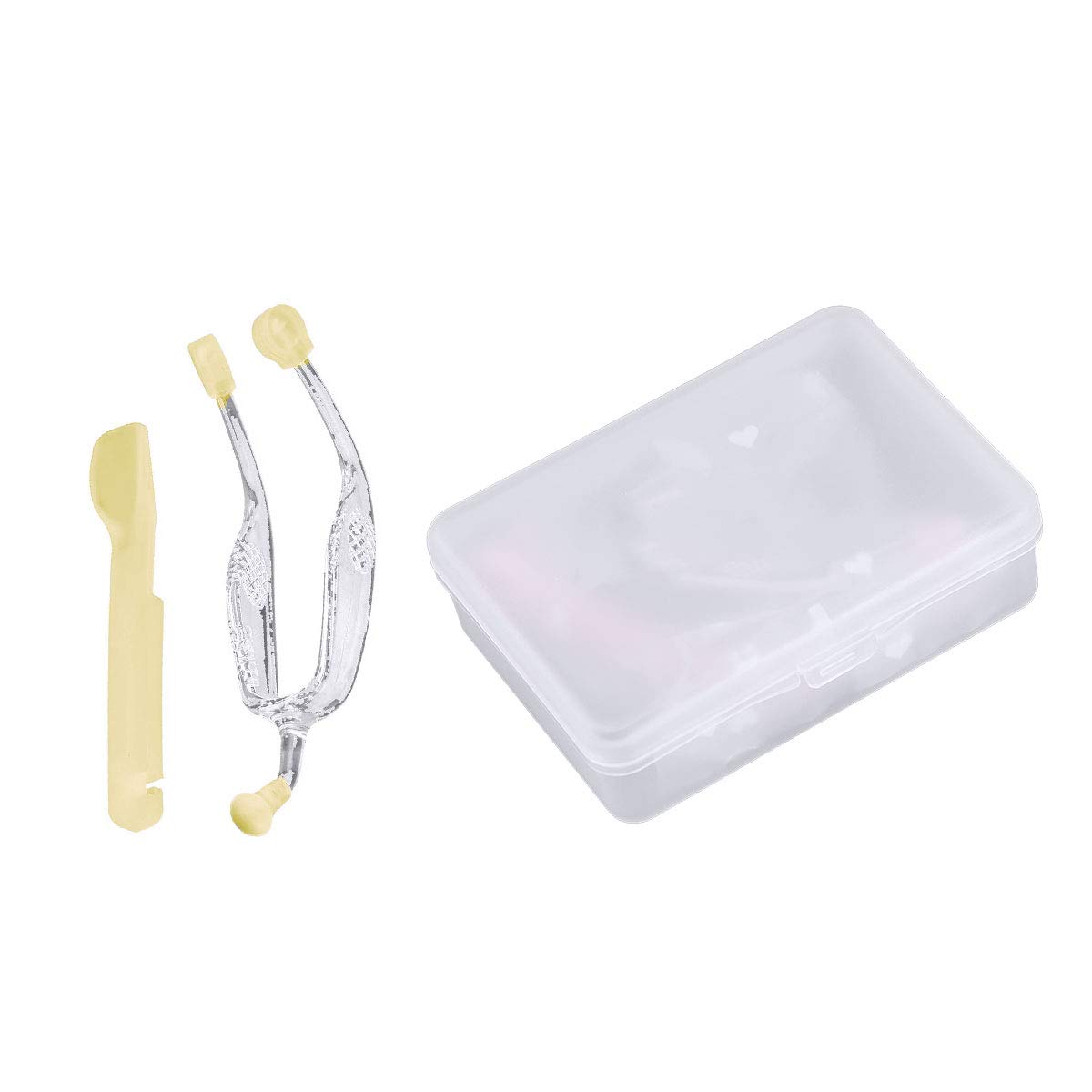 Freebily Contact Lens Insertion & Removal Tool Set - Soft Silicone Scoop & Tweezers for Easy Lens Handling | Travel & Home Use | Yellow | One Size Fits All | Perfect for Daily Contact Lens Wearers & Travelers